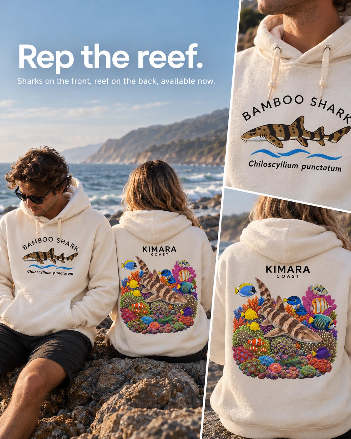 Bamboo Shark - Embroidered Kimara Coast Hoodie