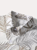 2pc - Hawaiian Shirt and Khaki Trunks - Beige Palm Coast Camp Shirt