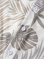 2pc - Hawaiian Shirt and Khaki Trunks - Beige Palm Coast Camp Shirt