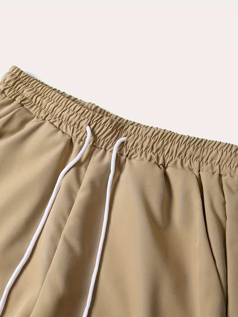 2pc - Hawaiian Shirt and Khaki Trunks - Beige Palm Coast Camp Shirt