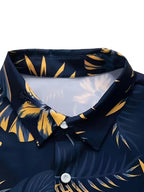 3 Pack Men's Tropical Floral & Palm Tree Print Short Sleeve Shirts - Casual, Comfortable Summer Button-Up Dress Shirts in Blue, White, & Beige
