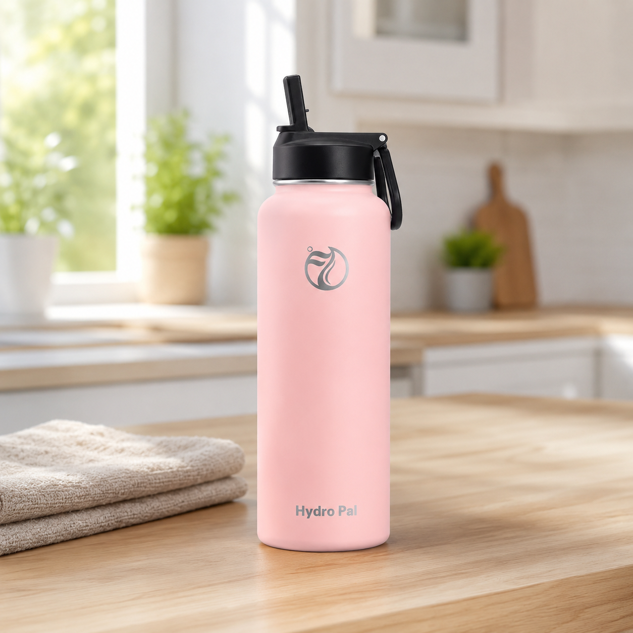 40oz insulated water bottle, Rose, lifestyle