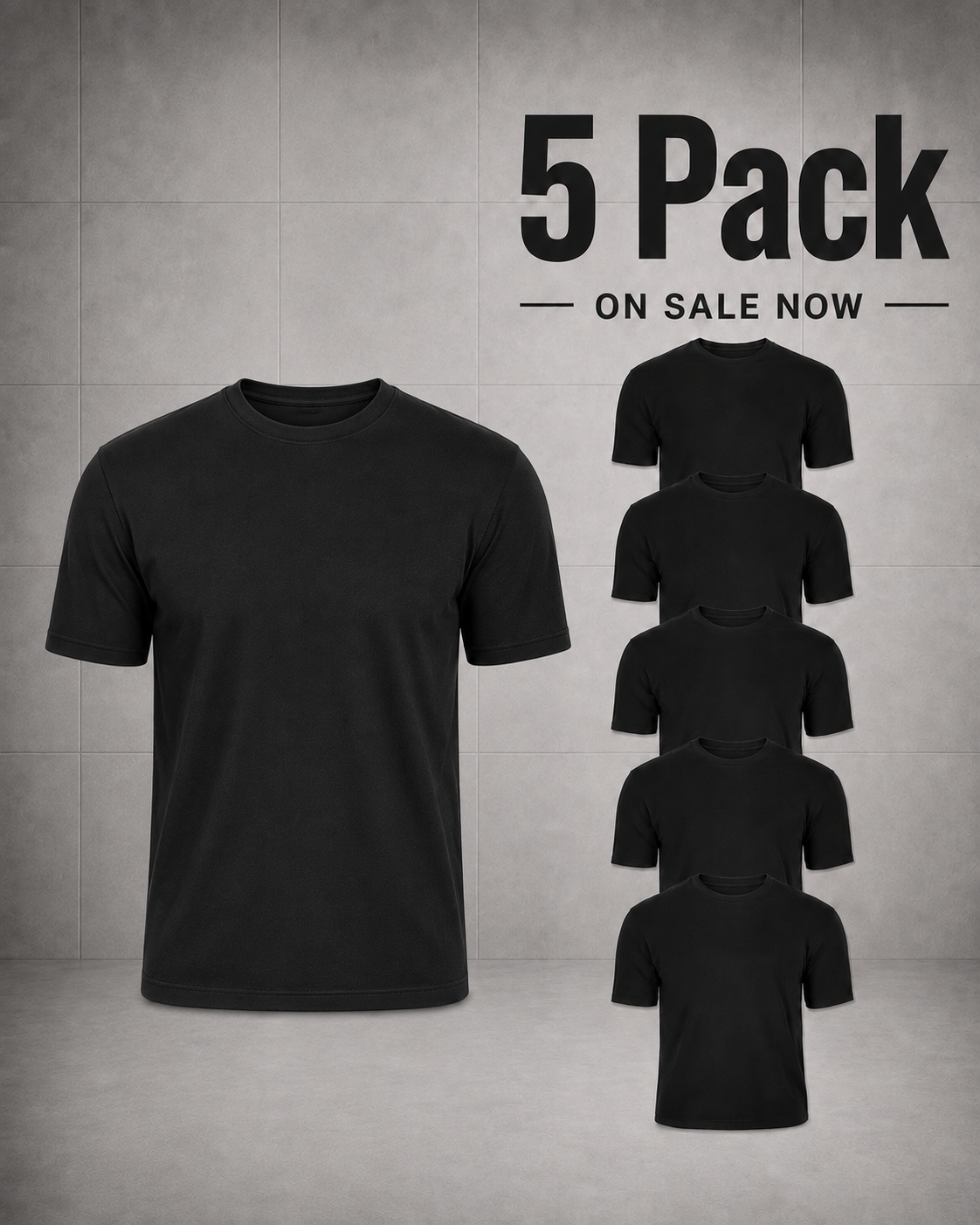 Crew Neck (5-pack) Black - Men's T-Shirts
