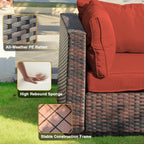 8pcs Patio Furniture Set with Fire Pit Table, Outdoor Sectional Sofa PE Rattan, Patio Conversation Sets with Cushions for Garden Lawn Balcony Porch Deck