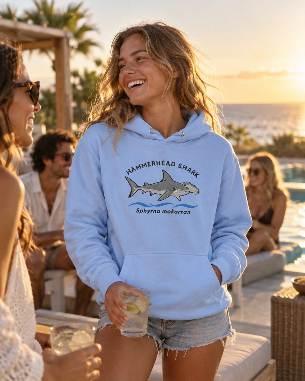 Hammerhead Shark - Embroidered Kimara Coast Hoodie