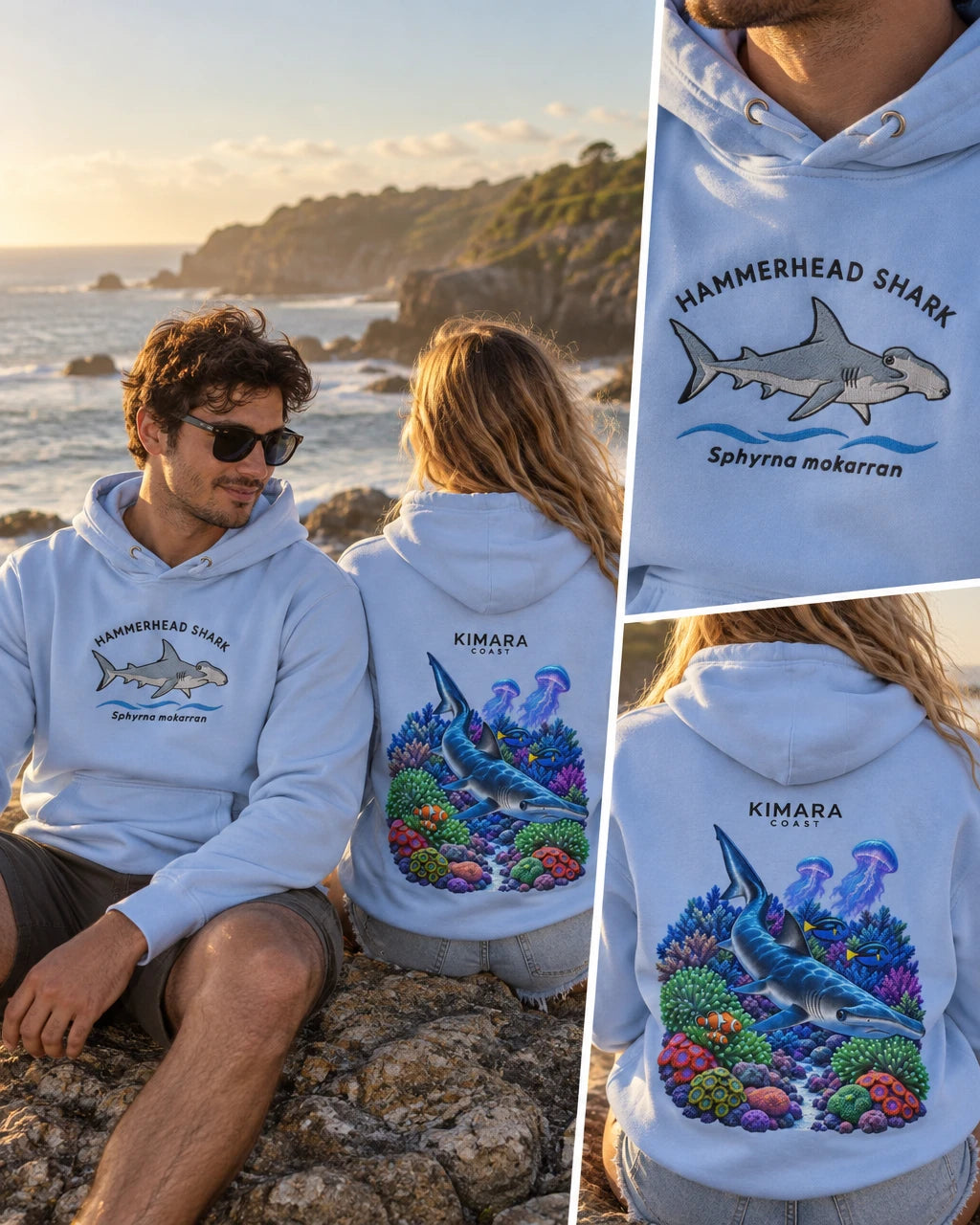 Hammerhead Shark - Embroidered Kimara Coast Hoodie