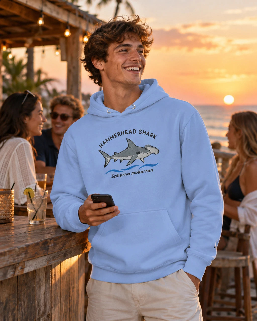 Hammerhead Shark - Embroidered Kimara Coast Hoodie