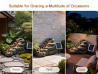 38.2-inch-long Solar Fountain Outdoor Garden 5-tier Freestanding Rock Waterfall Fountain Features LED Lighting And Planting Basin Ideal for Patios, Porches, Backyards, And Home Decor.