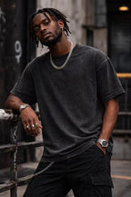 Vintage Washed Black Men's Crew Neck T-Shirt