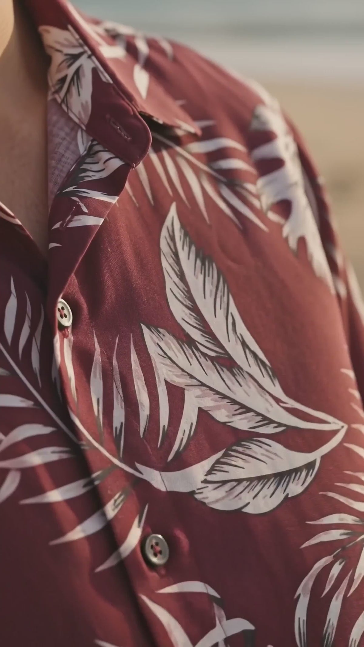 Kimara Coast Paradise Burgundy Short Sleeve Mens Camp Shirt video